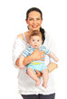 Cheerful mom and baby son