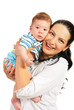 Happy mother holding baby boy