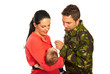 Military father first meeting with  his son
