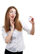 Photo: woman holds card woman holds card