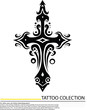 Editable illustration of an ornate tribal cross tattoo
