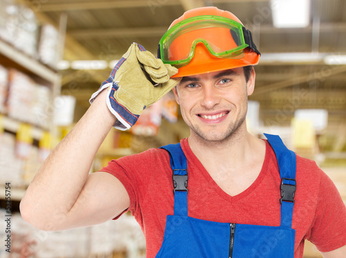 Photo: Portrait of the professional handyman at store Portrait of the professional handyman at store
