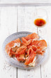 Photo: Platter of serrano jamon Cured Meat and ciabatta Platter of serrano jamon Cured Meat and ciabatta