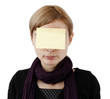 Woman and post it