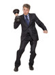 Businessman with dumbbell