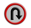 U - Tune left traffic sign on white background, Part of a series