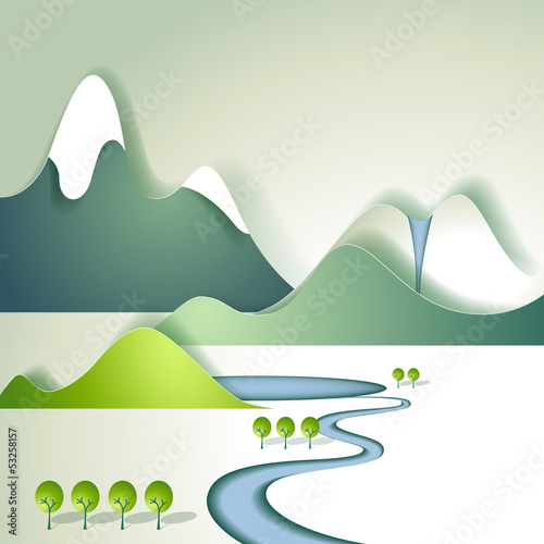 Vector: Paper mountain landscape Paper mountain landscape
