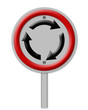 Roundabout crossroad road traffic sign , Part of a series.