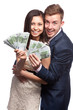man and woman with money in hands