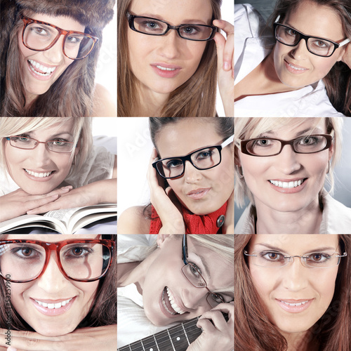 Illustration: Brillen Collage mit Frauen Brillen Collage mit Frauen