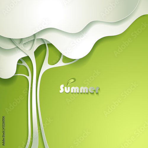 Vector: Card with bstract paper tree Card with bstract paper tree