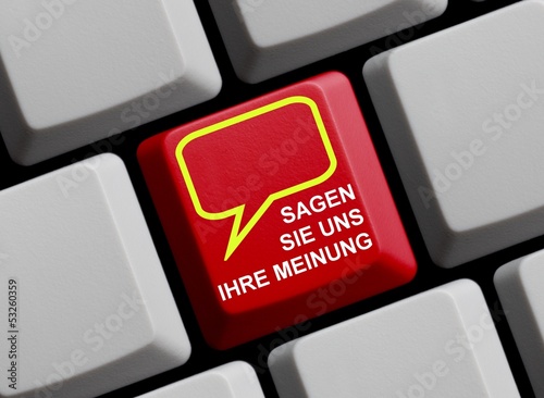 Illustration: Sagen Sie uns online Ihre Meinung Sagen Sie uns online Ihre Meinung