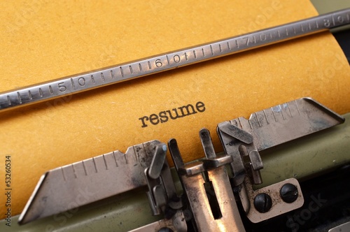Photo: Resume text on typewriter Resume text on typewriter