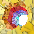 Illustration: circular abstract rainbow color spiked shape on white circular abstract rainbow color spiked shape on white