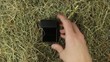 a engagement ring with a big diamond in straw