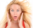 Excited Happy Girl with Long Hair Blowing