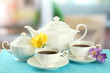 Beautiful tea service on table