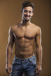 Shirtless male smiling