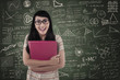 Asian female student surprise expression in class