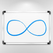Blue infinity symbol on whiteboard