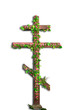 Isolated Christian cross with flowers