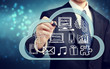 Businessman with cloud computing concept