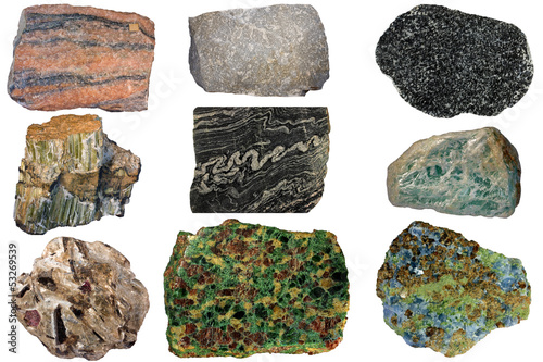 Photo: Selection of important metamorphic rocks Selection of important metamorphic rocks