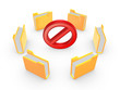 Yellow folders around symbol of warning.