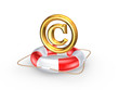 Lifebuoy and symbol of copyright.