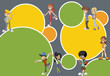 Vector: Green and yellow template for brochure with young people Green and yellow template for brochure with young people