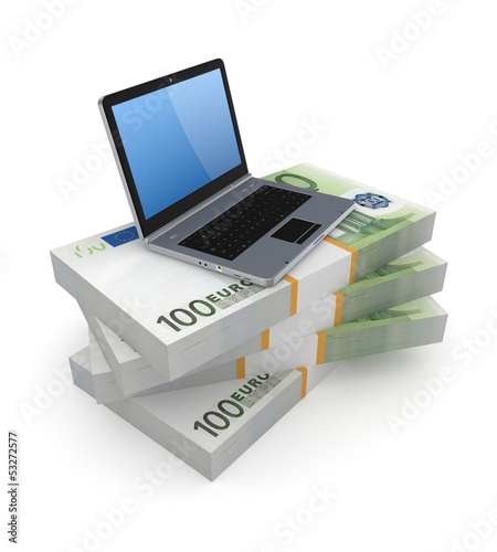 Illustration: Notebook on a stack of euro. Notebook on a stack of euro.