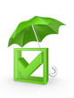 Tick mark under umbrella.
