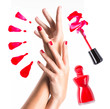 Beautiful female hands with red manicure