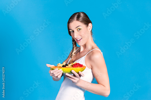 Photo: Healthy nutrition - young woman with fruits Healthy nutrition - young woman with fruits