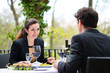 Businesspeople having lunch in restaurant