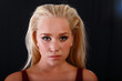 Woman fleeting emotions, face portrait