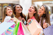 Happy group of shopping women