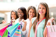 Happy girls shopping