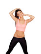 Attractive brunette girl stretching cervical after the training