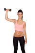 Attractive brunette girl tightening their muscles