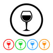 Wine Glass Icon Vector with Four Color Variations
