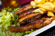 Photo: Entenbraten, karamelisiert, Sosse mit Pommes Frites Entenbraten, karamelisiert, Sosse mit Pommes Frites