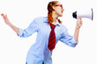 Photo: Young funny woman in red glasses Young funny woman in red glasses