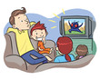 Watching TV With Family. A family watching TV show.