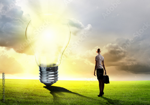 Photo: Business woman and ecology issue Business woman and ecology issue