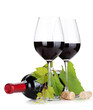 Red wine bottle and glasses