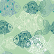 Seamless background with fish
