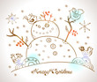 Christmas Card for xmas design with snowman