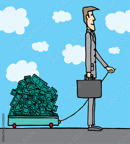 Illustration: Businessman carrying money Businessman carrying money