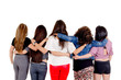 Group of women walking over a white background